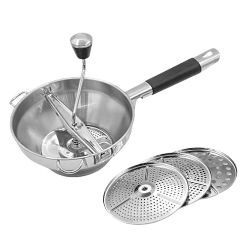 Trituradora De Patatas - Trituradora De Alimentos | Trituradora De Patatas | Trituradora De Acero De Alimentario De Acero Inoxidable Con 3 Discos De Molienda Reemplazables Para Puré De P
