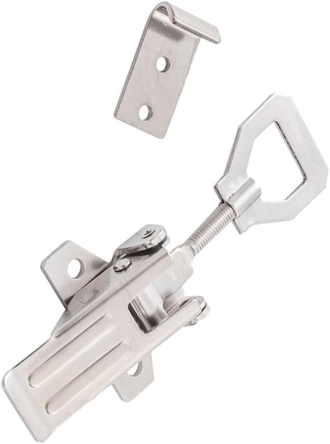 Adjustable Stainless Steel Toggle Clamp for Machinery and Ships, Silver | Smooth Operation, High Strength Build, Toolbox Latch Hardware, Adjustable Fit, Silver Finish, Chest Mounting