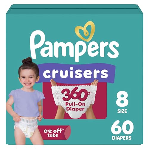 Image of Pampers Diapers - Cruisers 360 - Size 8, 60 Count, up to 100% Leakproof Fit, Designed for Active Babies, Pull On Diaper