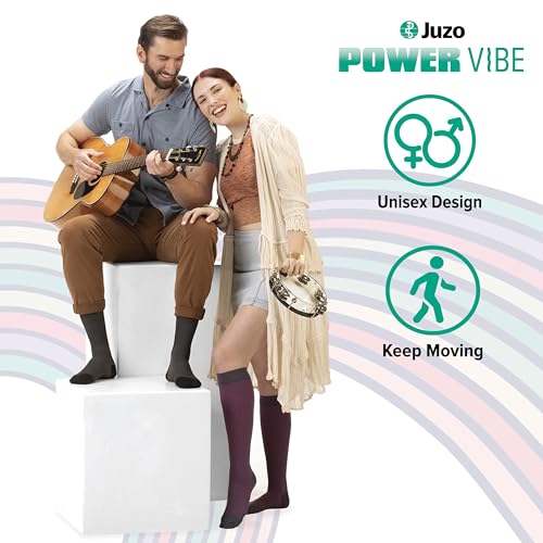 Image of Juzo Power Vibe, 2650 Knee-High, 15-20 mmHg, Trendy Compression Socks - Men & Women, Medium, Groovy Zebra