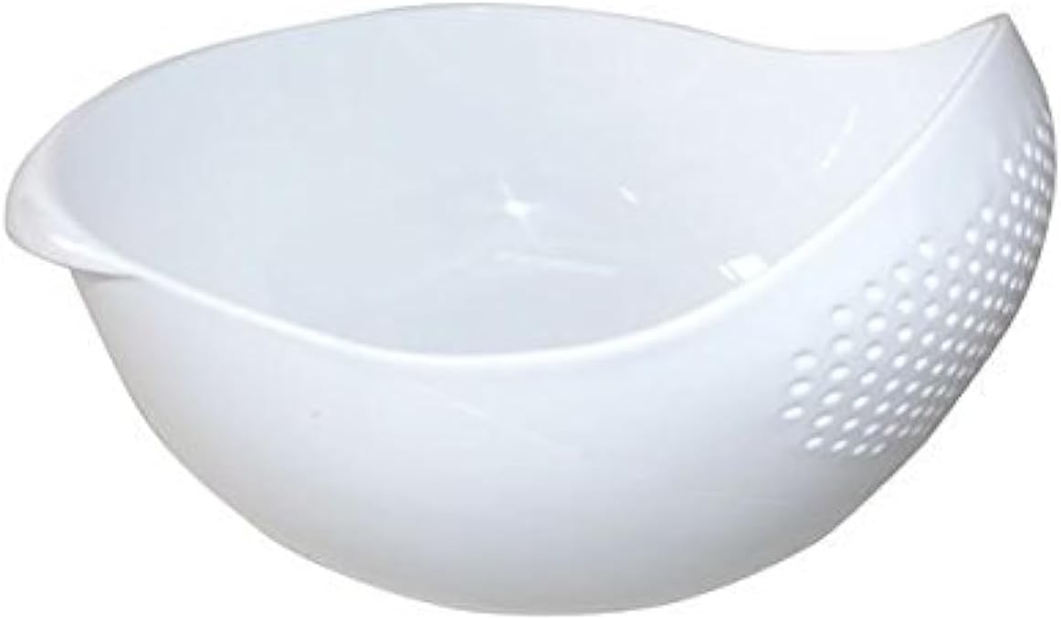 Japanese Design 2.1Qt (2L) Rice Washer Strainer Colanders for Vegetable, Bean, Fruit, Pasta (Small, White)