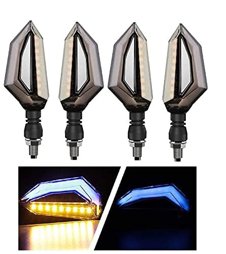 Kozdiko Front & Rear Side D Shape Yellow & Blue Motorcycle Bike Indicator Lights Turn Signal Bilnkers Light Set of 4 Yamaha YZF R15 S-V3-image-46
