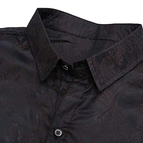 Allthemen Herren Paisley Hemd Langarm Jacquard Hemd für Männer Regular Fit Stickerei Freizeithemd – Bild 4