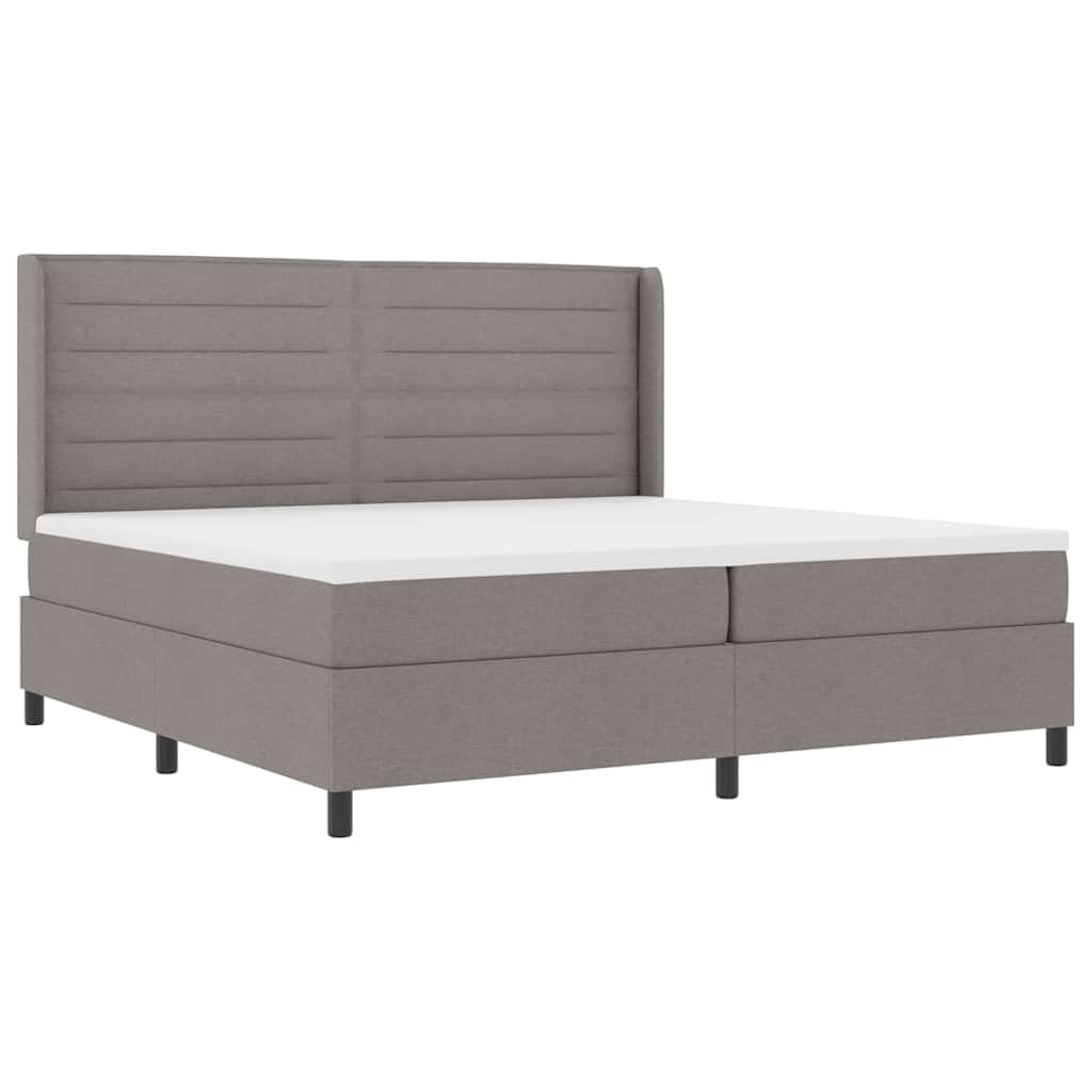 Cama somier tapizada Taupé con colchón 200 x 200 cm, cabecero Regulable, Estructura de Madera Maciza de Pino, Soporte lámina para Dormitorio