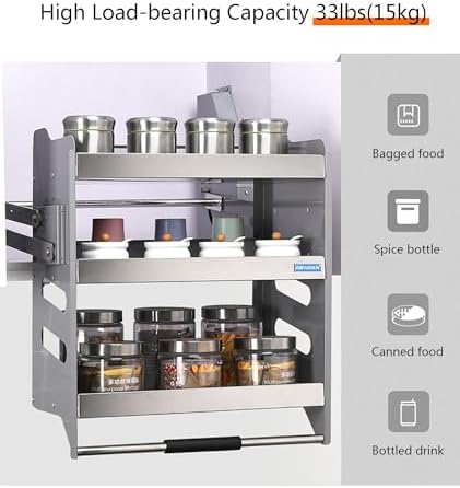 Heavy-Duty Pull Down Shelf for Upper Cabinets | Space-Saving Kitchen & Home Organizer | Easy Access Storage Solution | Maximize Space Efficiency & Organization