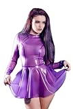 VIYOLI Latexkleid, sexy Gummikleider, Miniröcke, durchsichtig, Lange Ärmel, transparent, schwarz, L