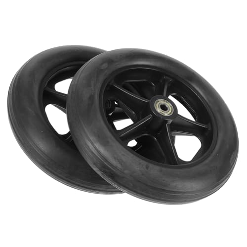 LABRIMP 2個 車椅子前輪交換用ソリッドホイール耐衝撃ラバー製アイアン製安定性手動車椅子用滑り止めキャスター兼用