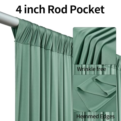 Image of 20ftx15ft Sage Green Backdrop Curtains for Parties, Wrinkle Free Polyester Sage Green Photo Backdrop Drapes 4 Panels 15 ft Long Back Drop Cloth for Wedding Birthday Photography Background Party