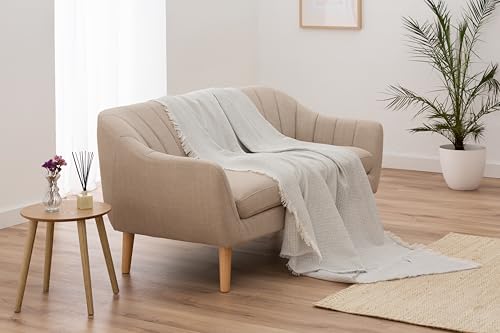 Colcha Multiusos Sofa, Manta Foulard, Plaid para Cama, Cubresofa Cubrecama, Jarapas, Fabricado en España, Gofre (Gris Claro, 180x260cm). - imagen 6
