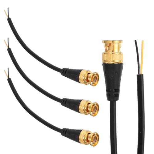 QUARKZMAN Cable BNC Con Terminales Al Descubierto 3 Piezas 0.2M Conector Coaxial Macho BNC Dorado De Extremo Abierto Para Extensión En Sistema De Seguridad CCTV Cámara DVR Monitor
