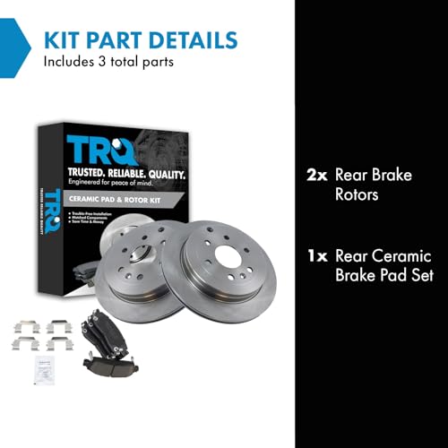 Image of TRQ Rear Brake Pad and Rotor Set Ceramic Vented Rotors