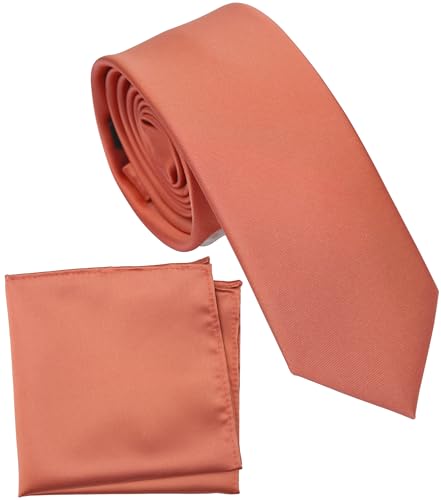 Image of Boy's Solid Tie with Pocket Square Set, Regular Necktie for Children and Kids, Self-Tied