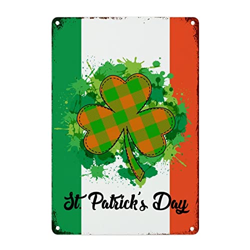 Cadeau de Saint-Patrick panneau métal trèfle porte-bonheur
