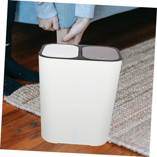 Caneca de basura doble compartimento beige 33x28.7x20.7 cm miniatura 4