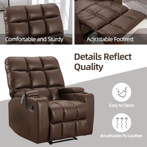 Sillón reclinable eléctrico piel cuero marrón miniatura 5