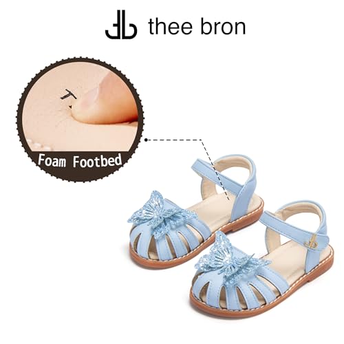Image of THEE BRON Toddler Girls Closed-Toe Sandals Sweet Retro Cutout Summer Dress Shoes