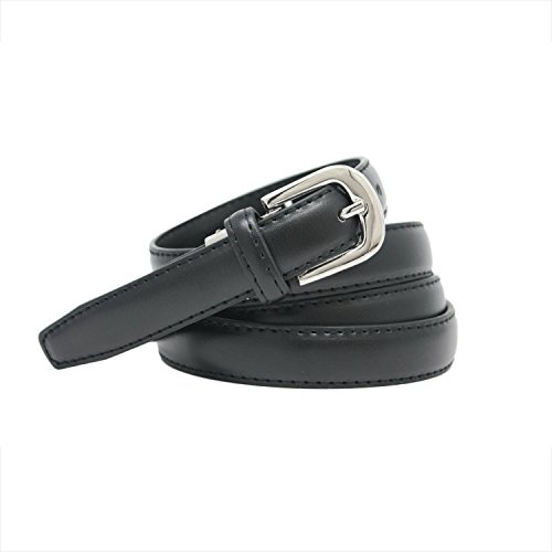YEHMAN klassischer dünner damen Ledergürtel breite 2 cm Länge 120 cm kürzbar Schwarz