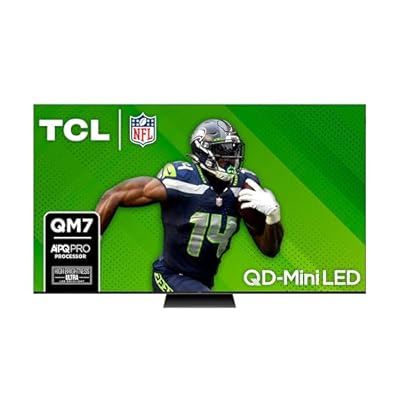 TCL 85-Inch QM7 QLED 4K Smart QD-Mini LED TV with Google TV (85QM751G, 2024 Model) Dolby Vision IQ, Dolby Atmos, HDR, Game Accelerator up to 240Hz, Voice Remote, Works with Alexa, Streaming Television