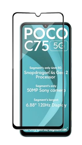 Image of HD Tempered Glass Screen Protector Compatible for Poco C75 5G, Redmi 14C 5G with Edge to Edge coverage and Easy Installation kit