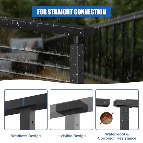 Image of Extension Connectors for Stainless Steel Flat Top Handrail, 1 Pack Black Hand Rail Accessories with Screws, High Strength POM Handrail Fitting for Deck Stair Cable Railing, MY02-E