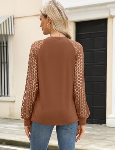 Image of HOTOUCH Women's Lace Long Sleeve Spring Dressy Casual Business Work Trendy Shirts