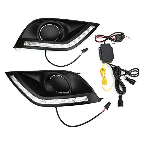 Car Fog Light,Waterproof LED Daytime Running Lights 2 Color Fog Lamp Compatible for Almera Latio Sunny Versa 14?17