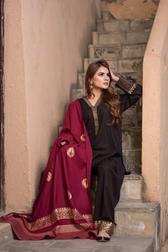 Image of GoSriKi Kurta Set for Women Viscose Solid | Kurti Set for Woman | Kurta Pant Dupatta 3 Piece Outfit | V Neck Full Sleeve Regular Fit Ethnic Dress Stylish Womens Clothing Trendy Outfit