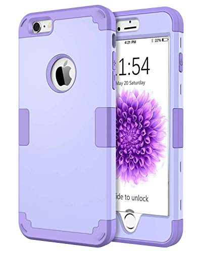 BENTOBEN iPhone 6S Plus Case, iPhone 6 Plus Case, Drop Protection Shockproof 3 in 1 Hybrid Hard PC Covers Soft Silicone Bumper Full Body Protective Case for iPhone 6 Plus / 6S Plus (5.5 Inch), Purple