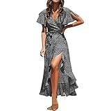 MisoleDress - Vestido corto para mujer, con cuello en V profundo, vestido de cóctel, fiesta, club, vestido casual básico, sin mangas, vestido de cita, vestido de verano de talla grande, vestido de manga larga, vestido de túnica con botones y bolsillos, vestido retro de manga acampanada, vestido de cóctel para mujer, vestido de fiesta de regreso a casa, vestido de cóctel plisado de los años 50, vestido de cóctel con hombros descubiertos, 14 colores 971, vestido midi de gasa acampanado, vestido de mujer