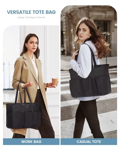 Lovevook Laptop Tote Bag For Women Work, Teacher Tote Bag Nurse Bag, Utility Bag For Work/Travel/College/Daily, Professional Computer Bag Large Purse Handbag With Multi Pockets & Top Zipper thumb #8