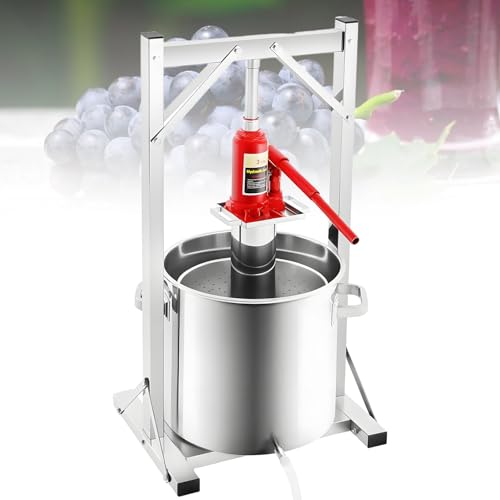 UORDBY Prensa Manual de Sidra de Manzana, de Acero Inoxidable, con -Sistema hidráulico. También Sirve para Hacer Sidra y Vino de UVA,Filtro de Jugo doméstico Grande 22L
