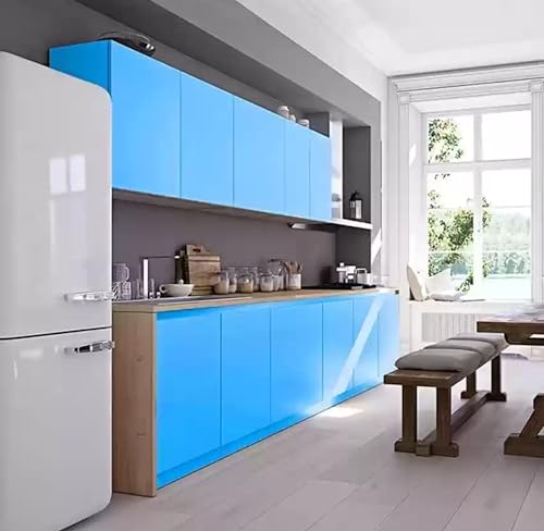 Image of WALLMATE Blue Wallpaper Self Adhesive Decorative Contact Paper for Kitchen Cabinet Countertop (24x300 Inch)