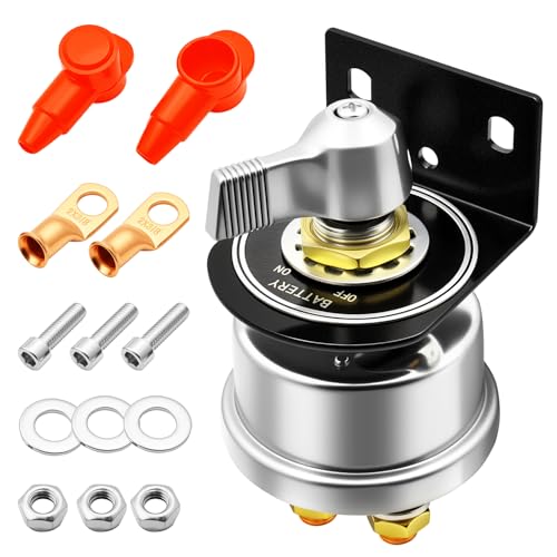 Bolipoeq 200A 12V Battery Disconnect Switch Heavy Duty, Quality Battery Cut Off Shut Off Kill Switch with Side Post Mounting Bracket for Automotive, Marine, Boat, Car, ATV, Trunk Vehicles