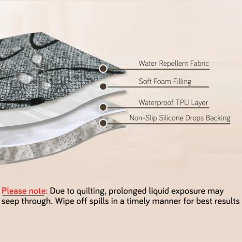 Image of HOKIPO 'Elira Series' Water Repellent + Waterproof Quilted Sofa Mats | Make Your Own Sofa Cover Set | Length 180cm - Intense Grey Abstract Floral (NEW-5249-C2)