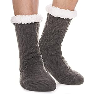 EBMORE Mens Slipper Fuzzy Socks Winter Cozy Fluffy Cabin Warm Fleece Soft Comfy Thick Non Slip Home Socks