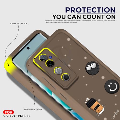 Image of AESTMO Back Case Cover for Vivo V40 / V40 Pro / T3 Ultra Cover | Cute Fun Cartoon 3D Ball | Coffee Silicone Case | Full Body Protection | Camera Protection Back Cover (Brown)