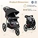 HONEY JOY Jogging Stroller, Foldable Running Stroller w/Adjustable Canopy & Recline Seat, 2 Cup Holders, Snack Tray, Storage Basket, Bicycle Tires, Baby Jogger Stroller for Infants to Toddlers (Black)