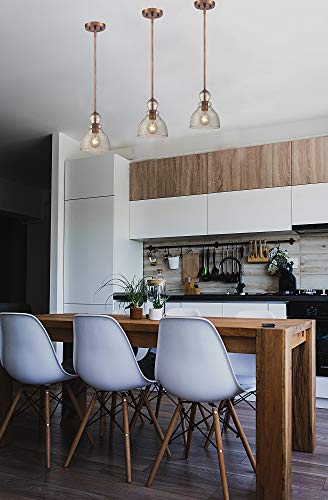 Ciata Lighting 1-Light Indoor Adjustable Mini Pendant In Washed Copper Finish With Hand-Blown Clear Seeded Glass (2 Pack) #TOP3