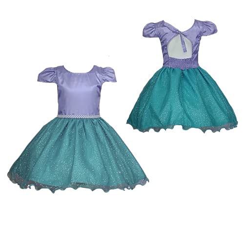 Vestido Infantil de Festa Fantasia de Princesa Lilás e Verde (8)