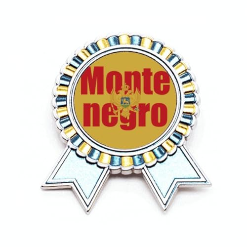Broche drapeau Monténégro avec nom en métal taille M pour costume