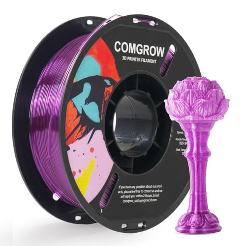 Image of Comgrow PETG 3D Printer Filament 1.75mm, High Precision and Tough 3D Printer Filament 1kg (2.2LBS), Dimensional Accuracy + /- 0.02 mm, Fit Most 3D Printers Gradient Purple White