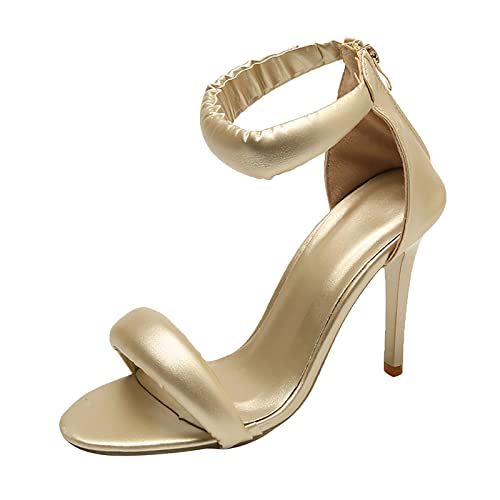 Sandalias Mujer Verano Tacon Fiesta Sandalia de Vestir Sexy con Cordones Sandalias Verano Elegantes Cierre de Hebilla Zapatos Comodas Negras Dorada Flexibles sandalia Punta Abierta Para Boda Baile