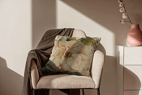 Sistwon Vintage Flower Throw Pillow Covers Peony Rose Home Decorative Pillow Covers Retro Cotton Linen Square Decorative Cushion Covers, White (Pillows-011) #TOP1