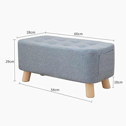 Pouf en lin de qualité supérieure | Banc et tabouret bas gris de salon - 8