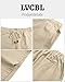 LVCBL Herren Casual Leinen Shorts Sommer Beach Kurze Hosen mit Elastische Taille Khaki L