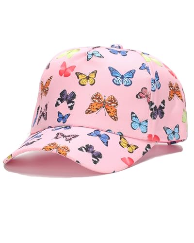 TPZORJX Cappello Baseball Bambino,cappellino bambina， Berretto Bambino con Visiera Regolabile, Cappellino da Baseball con Adesivi Strass Estivo Cappello con Visiera Bambini per Protezione UV (Rosa)
