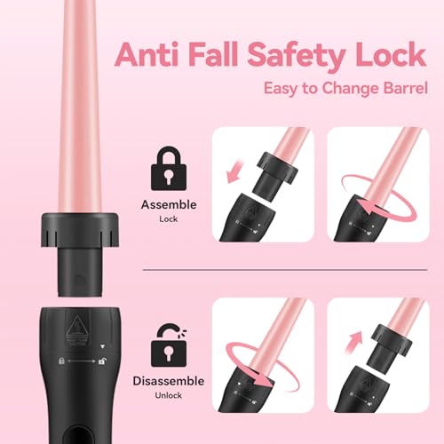 Image of MOCEMTRY 5-in-1 Curling Wand Set (0.9 cm-3.2 cm) with 3 Barrel, Bubble Curling Wand and 3 Ceramic Barrels, Curling Iron 1 Inch Curling Tool for Women with Two Temperature Control