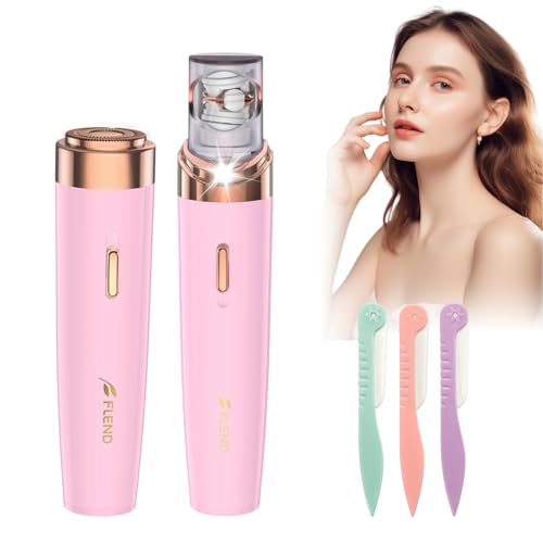 Depiladora Electrica Mujer, Depilar Facial 2 en 1, Afeitadoras Femeninas Indoloras, 2 Cabezales de Recambio, Depiladora Inalambrica Mujer para Cara Piernas Brazos Axilas Bikini (Pink)