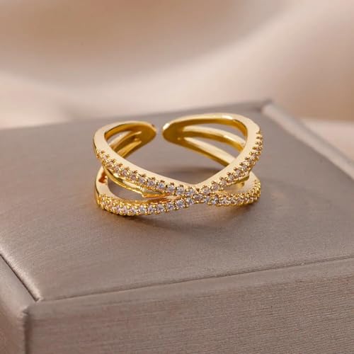 Bague croix ouverture ajustable adaptée à toutes les tailles