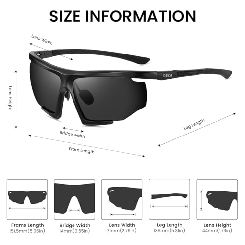 Image of DUCO Sports Mens Sunglasses Trendy Square Polarized Running Sunglasses For Women UV400 Lens DC8238 (Black Frame Gray Lens)